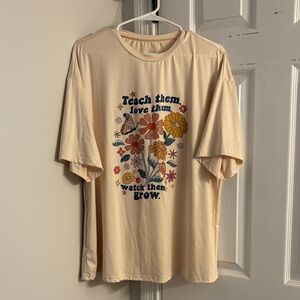 SHEIN Cream Floral Graphic Tee